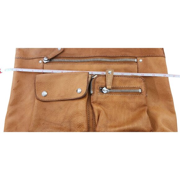 VTG Fossil Gold Pebbled Leather Tote Bag W/ Multiple Pockets & Zipper Closure - Picture 9 of 9